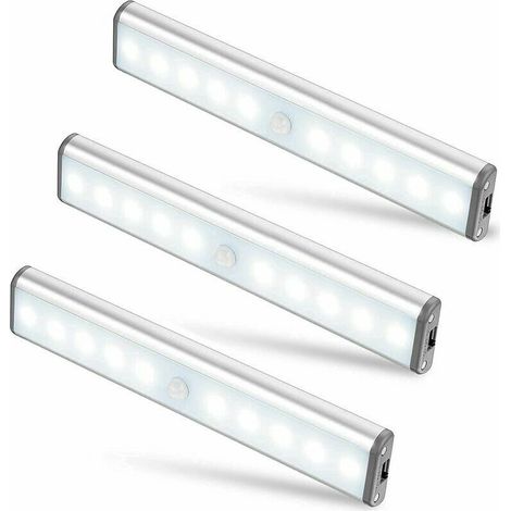 10-LED-Lampe, kabellos, USB-aufladbar, magnetisch, Bewegungssensor, 2 Beleuchtungsmodi, tragbar. Schrankleuchte, Notleuchte, Nachtlicht für Kinder, Akzentbeleuchtung… [Energieklasse] (1/5)