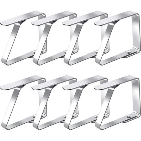 PCS Pince Nappe Exterieur, Pince pour Nappe de Table Inoxydable Anti-Glissant, Attache Nappe Réglable 7 x 8 cm, Accroche Nappe Table Grande Epaisse pour Jardin Cuisine Bureau Restaurant Mariage Fête (1/5)