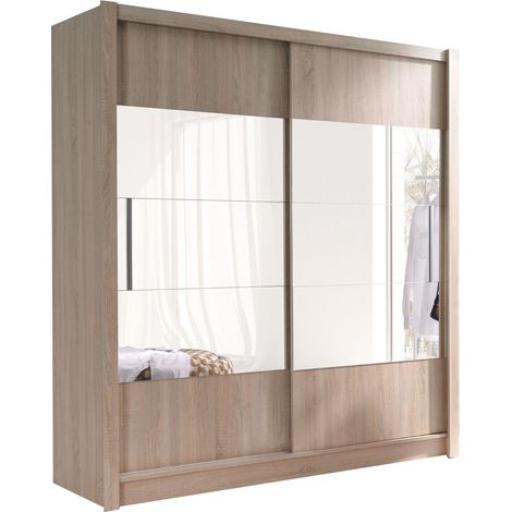 Schrank ROME mit 2 Schiebetüren Spiegel 180x200x62 Sonoma Eiche