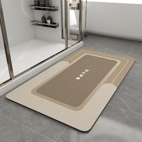 Tapis de Bain Diatomite Beige 60x120cm, 5.5mm Ultra-Absorbant, Antidérapant à Séchage Rapide, Idéal pour Salle de Bain (1/5)