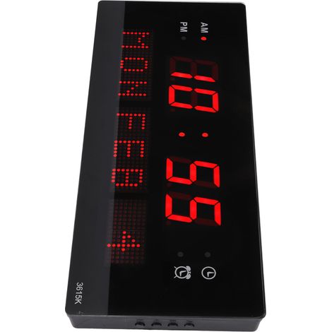 Horloge Murale LED Moderne avec Cadre Noir et Affichage Numérique, Alimentation 100-240V Prise UE, Design Élégant pour Bureau ou Salon (1/5)