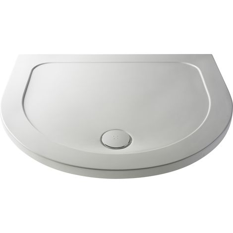 1050mm Premium D Shape Shower Tray - Gloss White (1/5)