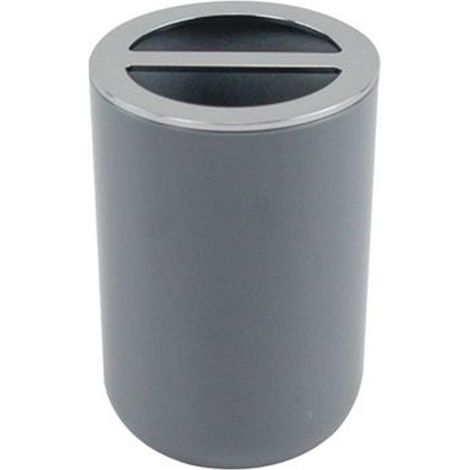 Cleafe - Porta Spazzolini Bicchiere Accessorio Arredo Bagno A 2 Fori Grigio Silver 69470 - (1/2)