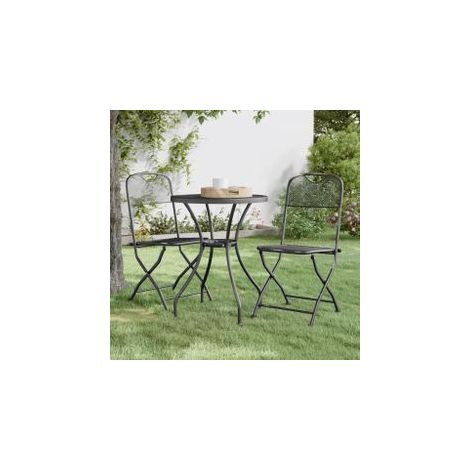 Chaises pliables de jardin 2 pcs Maille métallique Anthracite (1/5)