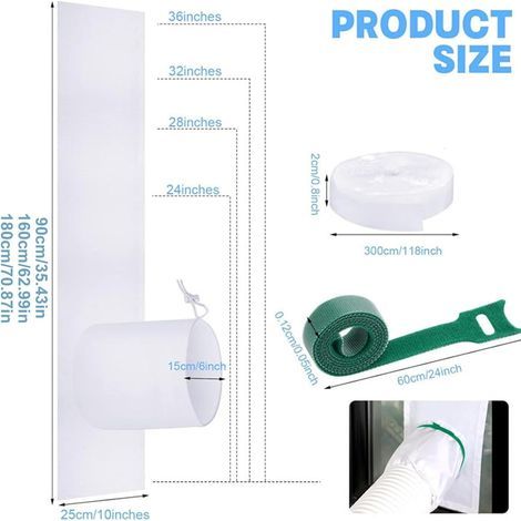 Air Conditioner Window Sealing Kit - Flexible AC Sealing Cloth Set, Energy Saving Portable Window Seal Panel, Insulation Air Conditioner Accessory, Home Living Room Kitchen Cooling Efficiency Kit (1/4)