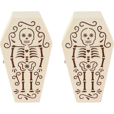 Lot de 2 cercueils en bois brut à monter soi-même, pour les funérailles de petits animaux ou la décoration d'Halloween (crâne/squelette). (1/5)