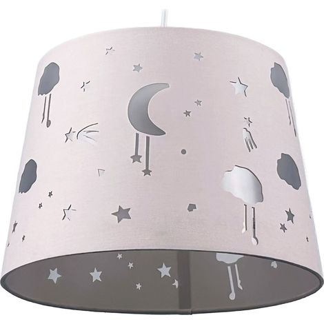 Relaxdays Hängelampe Kinderzimmer, Abendhimmel, HxD: 130 x 27 cm, Pendellampe für Mädchen & Junge, Kinderlampe, rosa