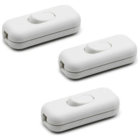 Pack de 3 Interrupteurs Unipolaires pour Lampe de Table Blanc 2A 250V Installation Facile Basculant On/Off (1/5)