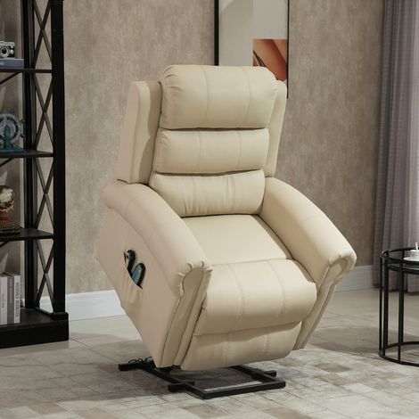Sillón Relax Reclinable Eléctrico Levanta Personas con Masaje Vibratorio y Calor Control Remoto Crema (1/5)