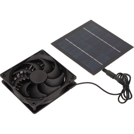 Ventilateur solaire 5W écologique, silencieux, compact et portable, idéal pour poulailler, cabane dans les arbres ou chenil. (1/5)