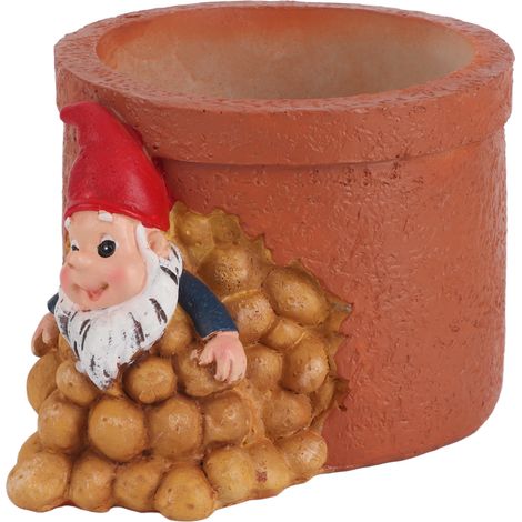 Petit pot de fleurs décoratif en résine, idéal pour la décoration de jardin et de bureau. (1/5)