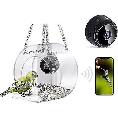 Mangeoire intelligente pour oiseaux avec caméra, nichoir suspendu pour l'extérieur avec caméra HD 1080p et connexion à distance Wi-Fi (1/5)