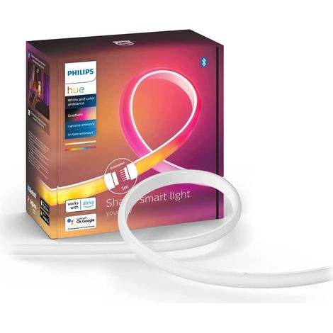 Ruban LED Philips Hue 1 mètre – Couleur blanche et ambiance – Extension pour éclairage connecté – Compatible avec pont Hue