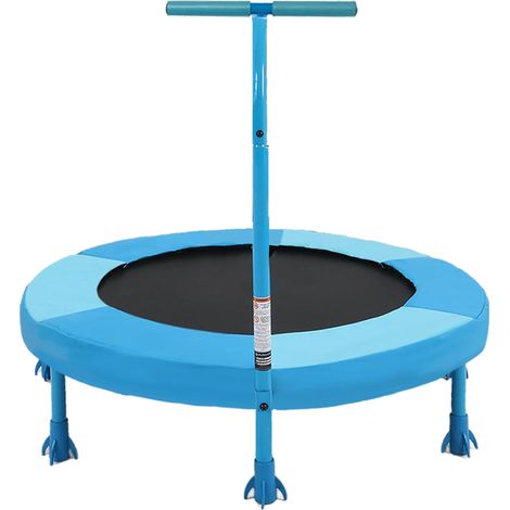 Trampoline enfant 91 cm bleu avec 7 pieds, bordure PVC de sécurité et guidon en acier galvanisé moussé, pour intérieur ou extérieur CHICFURN (1/5)