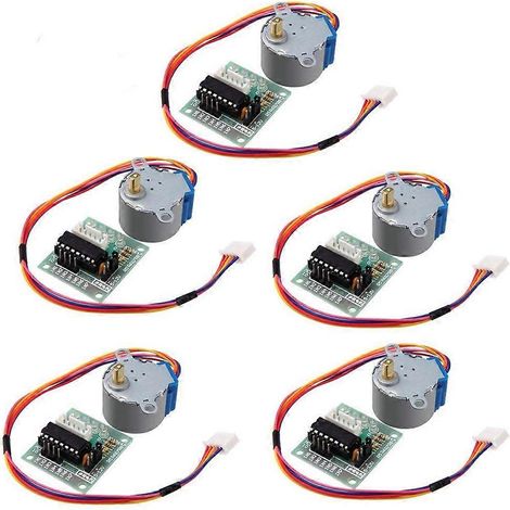 Lot de 5 moteurs pas à pas 28BYJ-48 ULN2003 5V + carte de commande ULN2003, idéal pour la réalisation de modules de test de commande (DIY). (1/5)