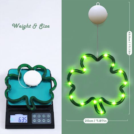Chapeau Irlandais LED - Lumière Néon pour Fenêtre - Alimenté par Piles - Vert - 47 cm - Décoration Saint-Patrick (1/5)