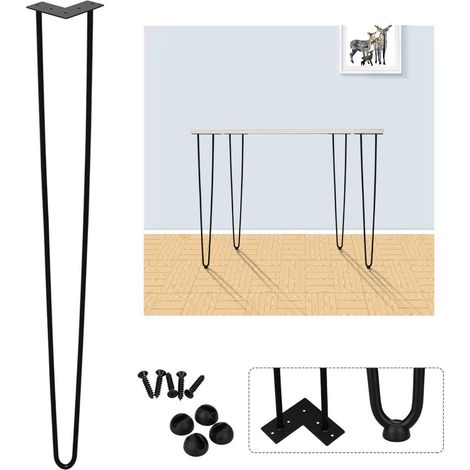 SWANEW Set di 4 gambe a forcella Telaio del tavolo Corridori del tavolo Gambe Tavolo da pranzo Gamba del tavolo Harpins 2 montanti Nero - 72 cm (1/4)
