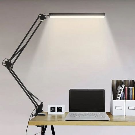 Lampe de Bureau LED, 1100LM Lampe de Table avec Pince, 10 Niveaux de Luminosité X 3 Modes Réglables, Protection des Yeux (1/5)