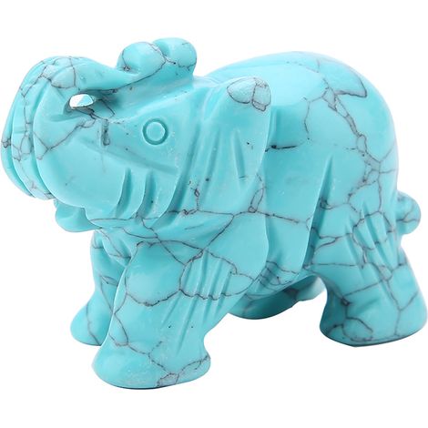 Éléphant en jade naturel sculpté 2 pouces, figurine en cristal pour décoration intérieure (01) (1/5)