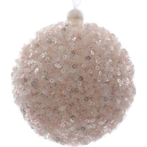 Decoris Sfera Decorativa Natalizia Rosa 8 cm - Paillettes Scintillanti (1/3)