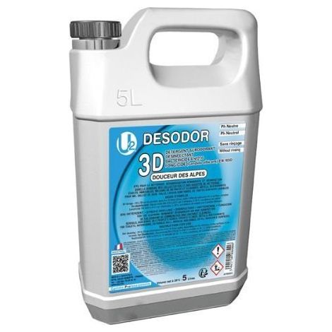 Detergent Nettoyant Desodorisant 3 en 1 SICO DESODOR U2 - Vent Frais - Bidon 5L - Norme EN 1276 - Sols et Surfaces Collectivites