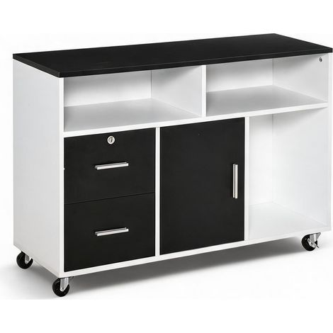Meuble de rangement de bureau negro en madera 100 x 35 x 65 cm (1/5)