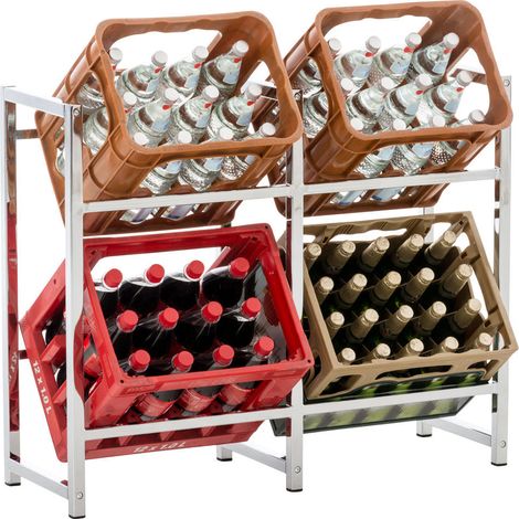 Estante para cajas de bebidas 91x75 cm para 4 cajones estante de soporte con pie en metal cromado 100003158 (1/5)