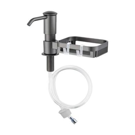 Distributeur de Savon Intégré avec Support de Rangement Design AntiFuite, Kit Tube Noir, Pour Cuisine et Salle de Bain (1/5)