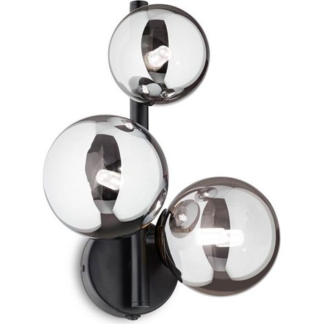 Applique Contemporanea Perlage Metallo Nero 3 Luci G9 3W 3000K Luce Calda