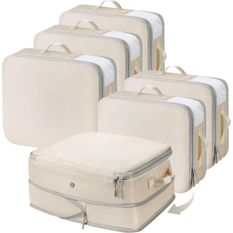 Sac de Compression - Housse de Rangement Vetement Couette avec Poignées Renforcées, Organisateur D'auto-Compression pour Couettes, Vêtements, Oreillers, Linge de Lit (1/5)