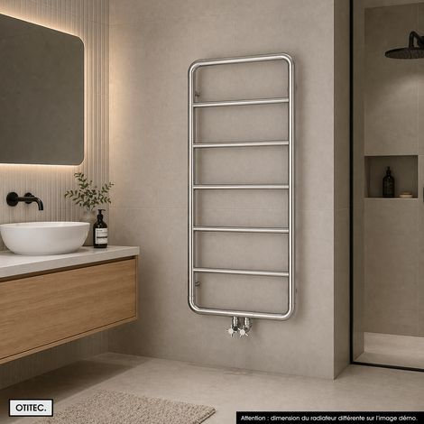 Sèche-serviettes eau chaude - RETRO - 53 x 100 cm - Inox Brossé (1/2)