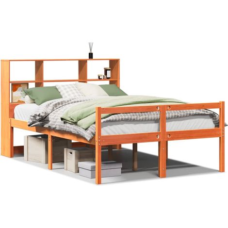 Maison Exclusive - Massivholzbett ohne Matratze Wachsbraun 135x19
