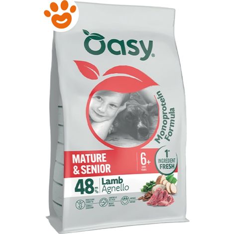 Oasy Dog Monoprotein Formula Mature & Senior con Agnello - Sacco 10 Kg -