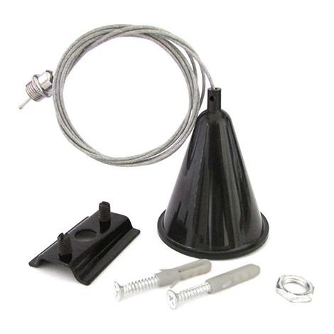 Kit Cavo Sospensione Per Binario Monofase Colore Nero Filo 200cm Solo Per Un Lato (1/3)