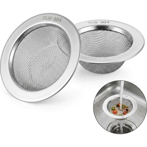 2 Pièces, Passoire Évier en Acier Inoxydable à Mailles Fines, Ø7,5 cm, Pour Évier, Douche, Lavabo, Anti-Débris, Anti-Bouchon, Lave-vaisselle, Facile à Nettoyer (1/5)