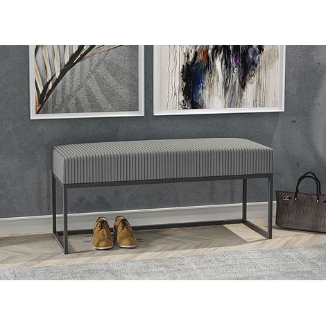 AX LIVING Sitz Bank Acciarolli 80 cm – Grau, schwarzes Metallgestell