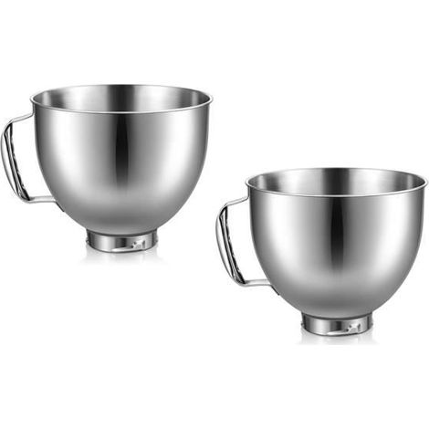 2PCS Bol en Acier Inoxydable pour KitchenAid 4.5-5 Quart Tilt Head Stand Mixer pour KitchenAid Mixer Bowl Passe au (1/4)