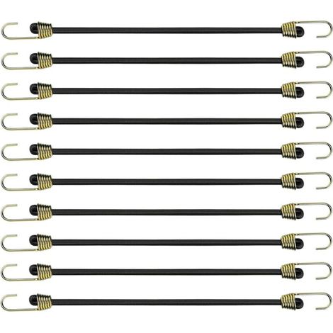 Bardusch-10 tendeurs élastiques 24 cm mini sandows ajustables, cordon caoutchouc robuste universel camping/tente (1/5)