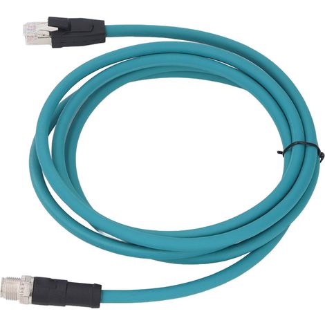 Cordon réseau Ethernet industriel M12 8 broches code X connecteur droit vers RJ45 mâle adaptateur CAT6A 2 mètres bleu eau (1/5)