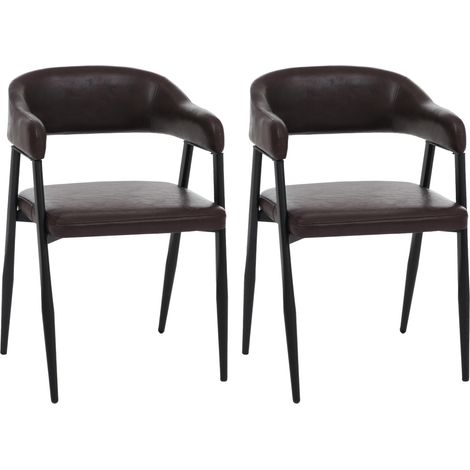 Lot de 2 chaises de salle à manger HWC-P29, chaise de cuisine, chaise à dossier, chaise rembourrée, style industriel rét (1/2)