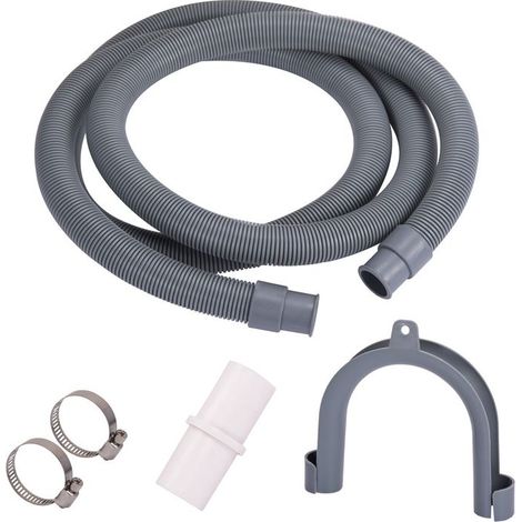 Tuyau de Vidange pour Machine à Laver, Flexible d'évacuation Universel, 1M Rallonge de Tuyau pour Lave-vaisselle, Tuyau d'évacuation d'eau, avec Support et Colliers de Serrage (1/5)