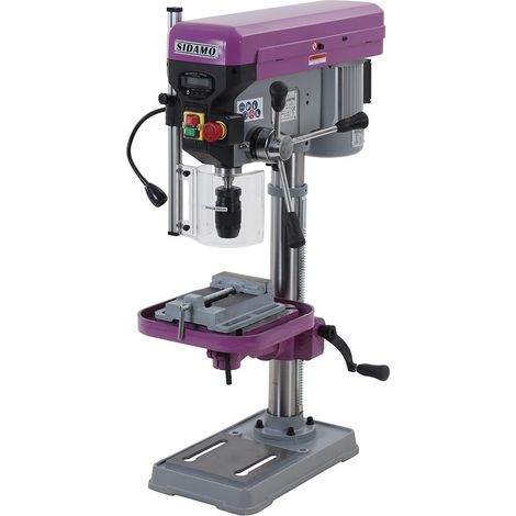 Sidamo – Perceuse d'établi EXPERT 22 PE Mono – Colonne en fonte aciérée – Moteur à courroie crantée – Table inclinable 45° – Éclairage LED