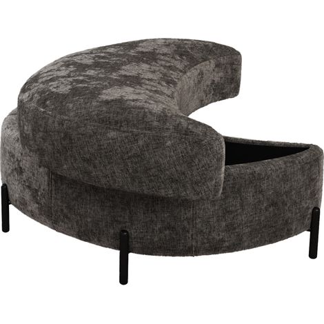 Tabouret de rangement demi-lune en chenille avec plateau, faisant office de table d'appoint, siège rembourré, tabouret de dressing et à chaussures, ainsi que repose-pieds pour salon, entrée et couloir (1/5)