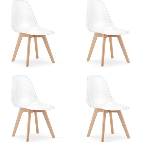 Chaise - Leobert - Kito - Transparent/Pieds Naturels - 46 X 54,5 X 80 Cm - Lot De 4 (1/5)