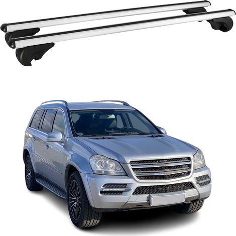 OMAC Aluminium Dachträger Querträger für Mercedes GL Klasse X164 2006-2012 – TÜV / DIN 75302:2019 – Abschließbar – Max. 75 kg – 2 Stangen Silber (1/5)