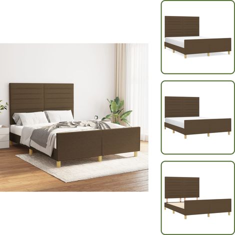 Bettgestell ohne Matratze Dunkelbraun 140x200 cm Stoff - Bettsofa - Doppelbett - Lattenrost - Boxspringbetten - Holzrahmen