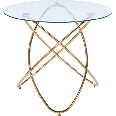 Tavolo da pranzo rotondo in vetro e metallo dorato 80 x 75 cm HOMVRA (1/5)