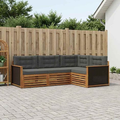 vidaXL Ensemble de canapés d'extérieur 4 pcs Naturel et Anthracite (1/5)