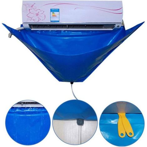 Couverture nettoyage clim étanche, oxford double face, tuyau vidange 2,4m, pour clim jusqu’à 2,4m. (1/4)