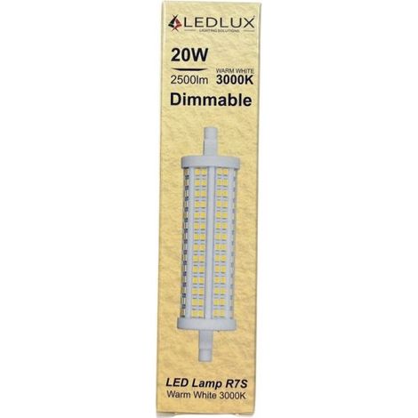 Lampadina Led R7S 118mm SMD 220V 20W 140LM/W Bianco Caldo 3000K 80 360° Triac Dimmer IP20 2800 Lumen